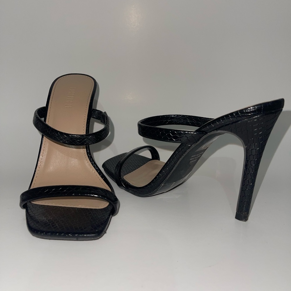 Open toe slip on heels